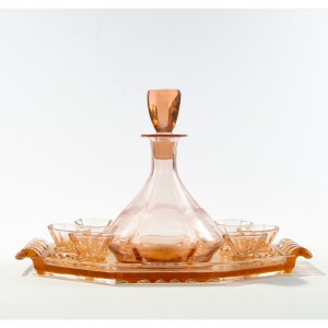 Zestaw do likieru w stylu Art Deco – szkło „Rosaline”, Luminarc